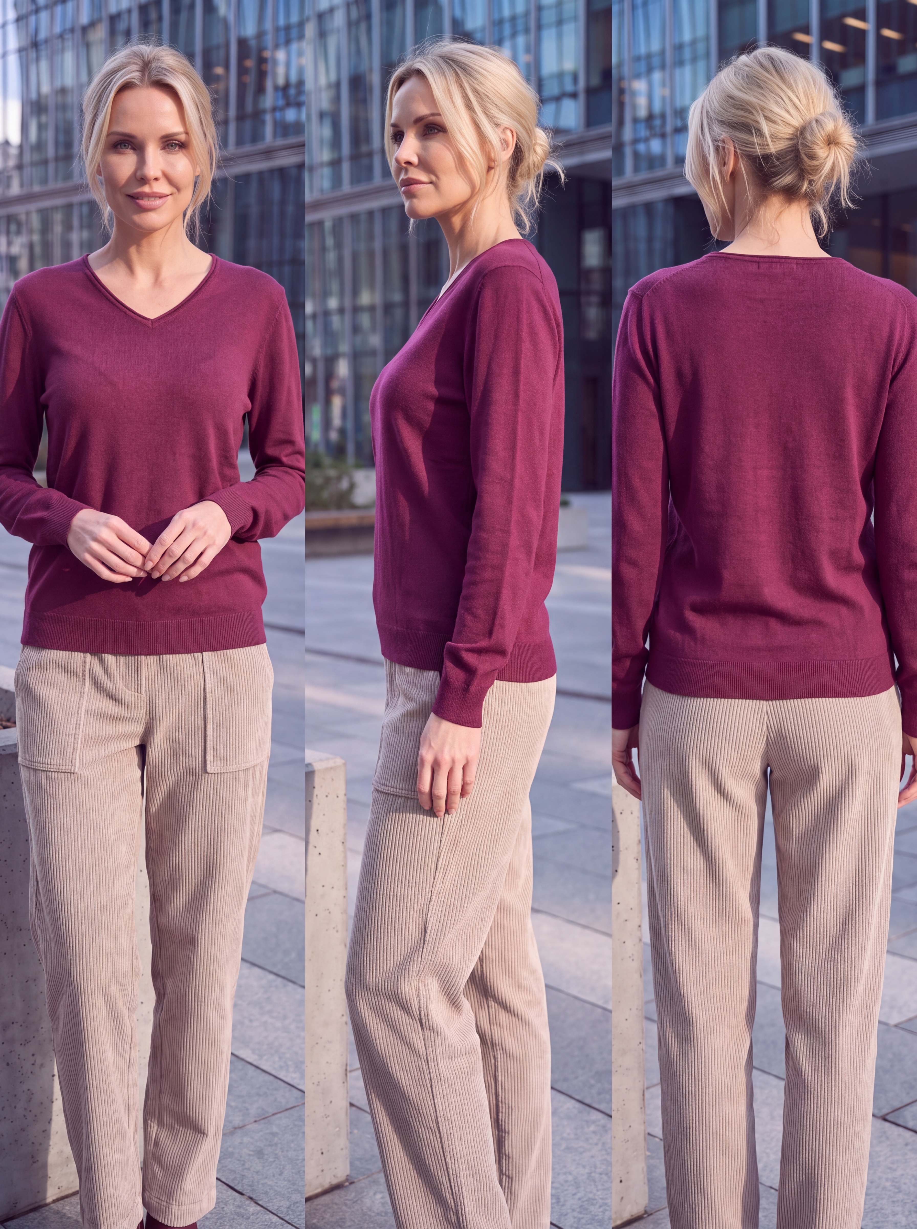 Dámsky pulóver s V-éčkovým výstrihom H.WINTER MERLOT Vínová bordová s.WEAR 2